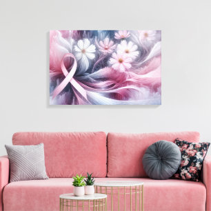 Borstkanker bewustzijn roze lint Abstract Canvas Afdruk