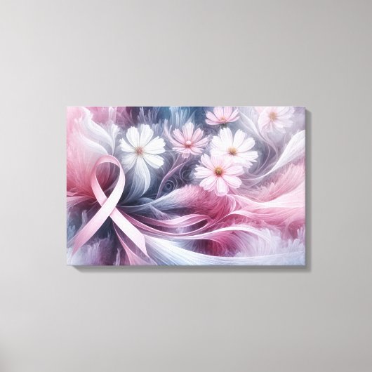 Borstkanker bewustzijn roze lint Abstract Canvas Afdruk (Voorkant)