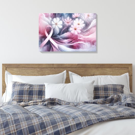 Borstkanker bewustzijn roze lint Abstract Canvas Afdruk (Insitu (Slaapkamer))