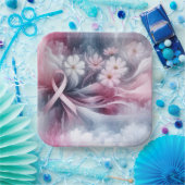 Borstkanker bewustzijn roze lint Abstract Papieren Bordje (Feest)