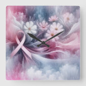 Borstkanker bewustzijn roze lint Abstract Vierkante Klok (Voorkant)