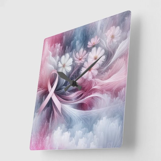 Borstkanker bewustzijn roze lint Abstract Vierkante Klok (Hoek)