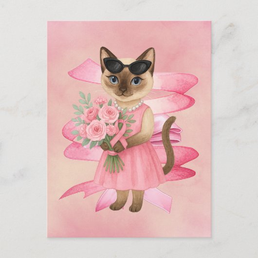 Borstkanker Bewustzijn Roze lint bloemist thema Briefkaart (Voorkant)