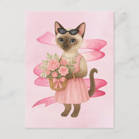 Borstkanker Bewustzijn Roze lint bloemist thema Briefkaart (Voorkant)