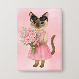 Borstkanker Bewustzijn Roze lint bloemist thema Button