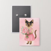 Borstkanker Bewustzijn Roze lint bloemist thema Button (Voorkant / Achterkant)