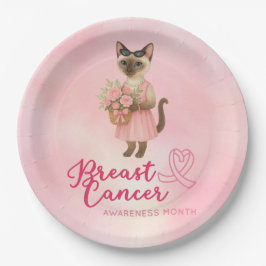 Borstkanker Bewustzijn Roze lint bloemist thema Papieren Bordje