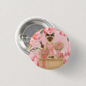 Borstkanker Bewustzijn Roze lint bloemist thema Ronde Button 3,2 Cm (Voorkant /achterkant)