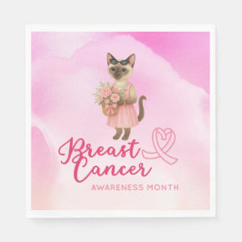 Borstkanker Bewustzijn Roze lint bloemist thema Servet