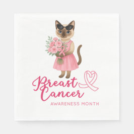 Borstkanker Bewustzijn Roze lint bloemist thema Servet