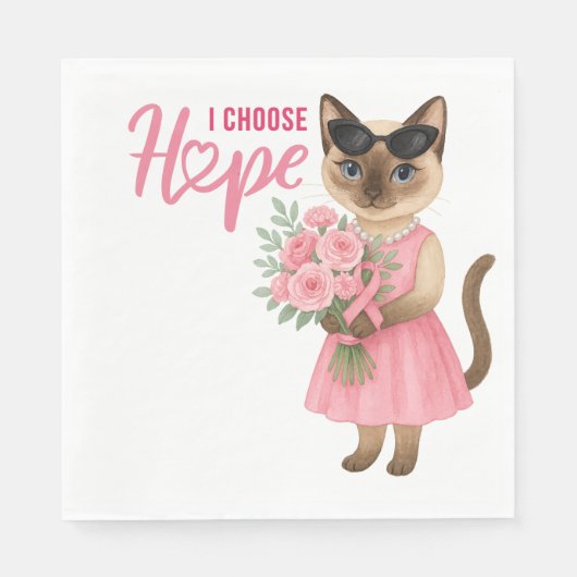 Borstkanker Bewustzijn Roze lint bloemist thema Servet (Voorkant)