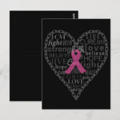 Borstkanker, bewustzijn, roze lint briefkaart (Voorkant / Achterkant)