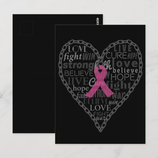 Borstkanker, bewustzijn, roze lint briefkaart (Voorkant / Achterkant)