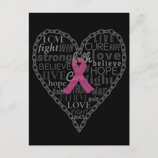 Borstkanker, bewustzijn, roze lint briefkaart (Voorkant)