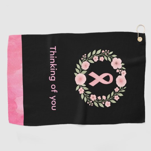 Borstkanker Bewustzijn Roze lint denken Golfhanddoek (Horizontaal)