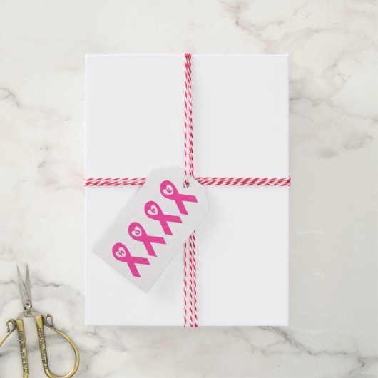 Borstkanker Bewustzijn Roze Lint HOPE ontwerp Cadeaulabel (Met Touw)