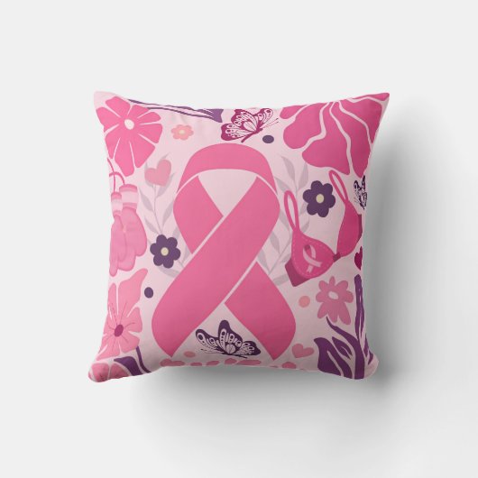 Borstkanker bewustzijn roze lint vechter kussen (Achterkant)