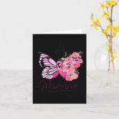 Borstkanker bewustzijn roze linten vlinder kaart (Gele Bloem)