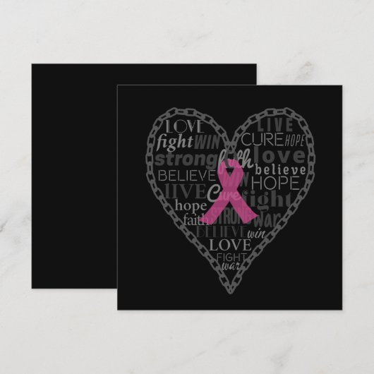 Borstkanker, bewustzijn, roze lintkaart (Voorkant / Achterkant)