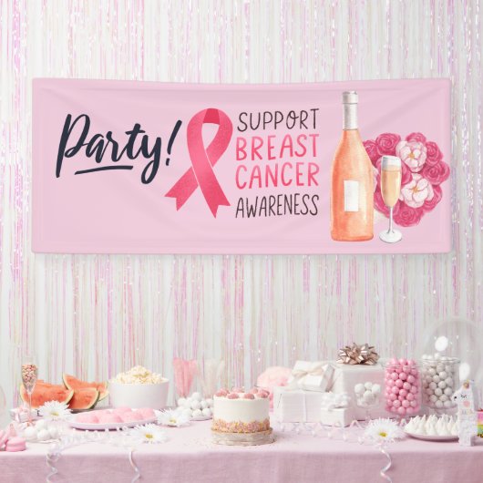 Borstkanker Bewustzijn roze Oktober feest Spandoek (Feest)