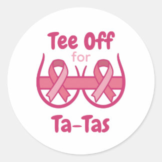 Borstkanker Bewustzijn Roze Tee Off Ta-Tas Ronde Sticker