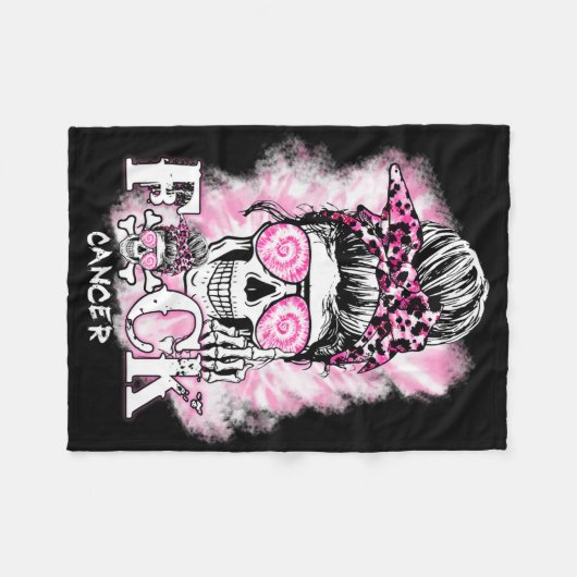 Borstkanker bewustzijn schedel F CK kanker roze ri Fleece Deken (Voorkant (Horizontaal))