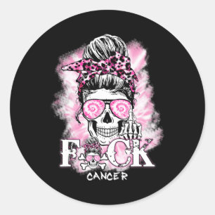 Borstkanker bewustzijn schedel F CK kanker roze ri Ronde Sticker