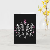 Borstkanker Bewustzijn Skelet Dansen Roze Lint Kaart (Gele Bloem)