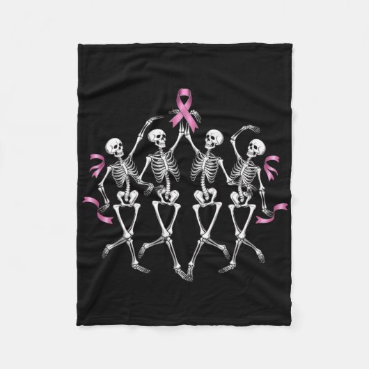 Borstkanker bewustzijn skelet dansen roze rib fleece deken (Voorkant)