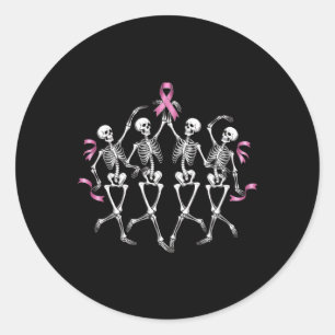 Borstkanker bewustzijn skelet dansen roze rib ronde sticker