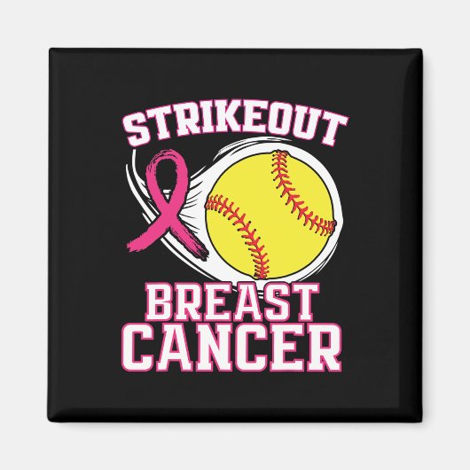 Borstkanker Bewustzijn - Softbyll Strike Out Pink Magneet (Voorkant)