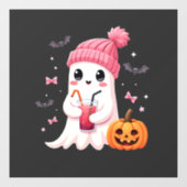 Borstkanker bewustzijn Spooky Ghost Halloween Raamsticker (Vel)