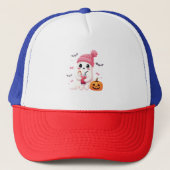 Borstkanker bewustzijn Spooky Ghost Halloween Trucker Pet (Voorkant)