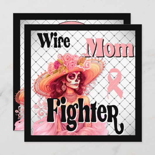 Borstkanker Bewustzijn Suiker Schedel Feestdagenkaart (Voorkant / Achterkant)