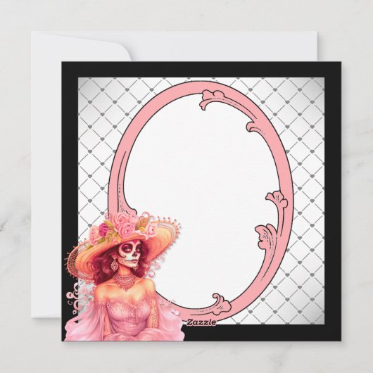 Borstkanker Bewustzijn Suiker Schedel Feestdagenkaart (Achterkant)