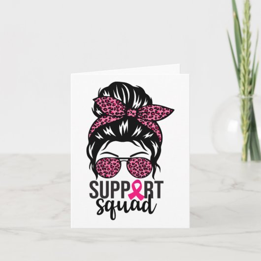 Borstkanker Bewustzijn Support-squad Messy Bun Wa Kaart (Voorkant)