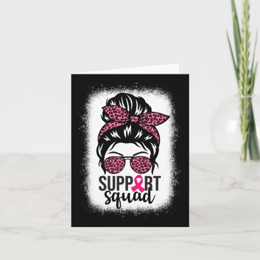 Borstkanker Bewustzijn Support-squad Messy Bun Wa Kaart (Voorkant)