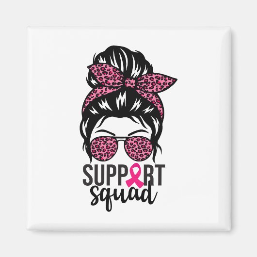 Borstkanker Bewustzijn Support-squad Messy Bun Wa Magneet (Voorkant)