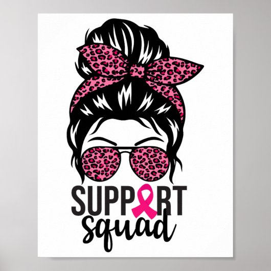 Borstkanker Bewustzijn Support-squad Messy Bun Wa Poster (Voorkant)