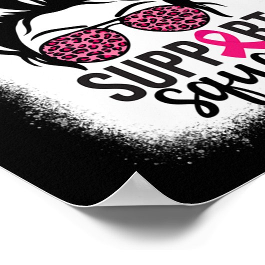 Borstkanker Bewustzijn Support-squad Messy Bun Wa Poster (Hoek)