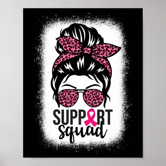 Borstkanker Bewustzijn Support-squad Messy Bun Wa Poster (Voorkant)
