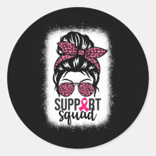 Borstkanker Bewustzijn Support-squad Messy Bun Wa Ronde Sticker