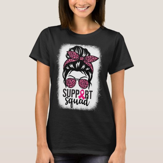 Borstkanker Bewustzijn Support-squad Messy Bun Wa T-shirt (Voorkant)