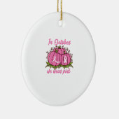 Borstkanker Bewustzijn T-shirt Oktober Draag Roze Keramisch Ornament (Rechts)