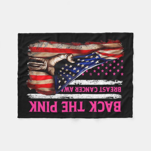 Borstkanker Bewustzijn Terug De Roze Amerikaanse V Fleece Deken (Voorkant (Horizontaal))