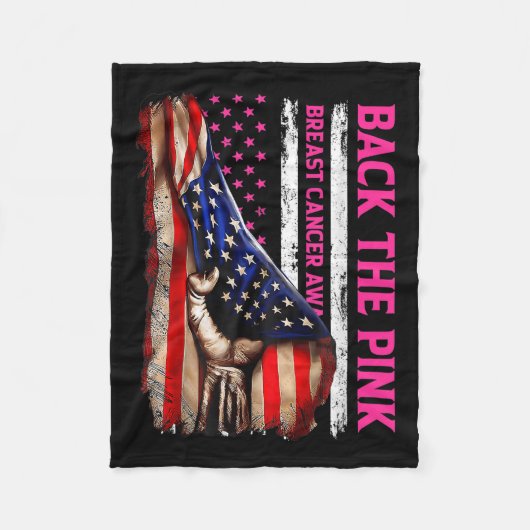 Borstkanker Bewustzijn Terug De Roze Amerikaanse V Fleece Deken (Voorkant)