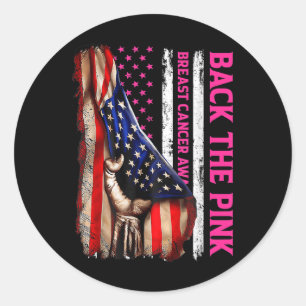 Borstkanker Bewustzijn Terug De Roze Amerikaanse V Ronde Sticker