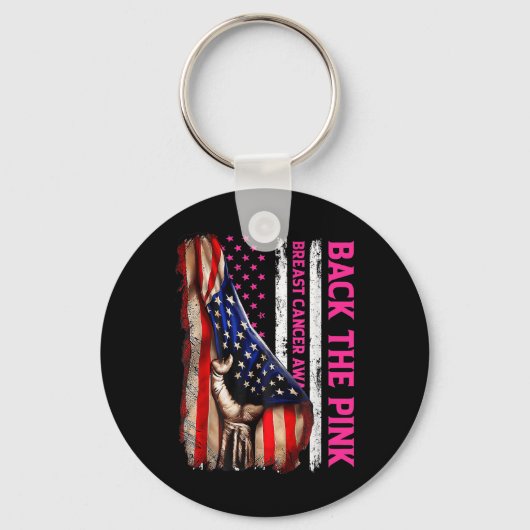 Borstkanker Bewustzijn Terug De Roze Amerikaanse V Sleutelhanger (Voorkant)