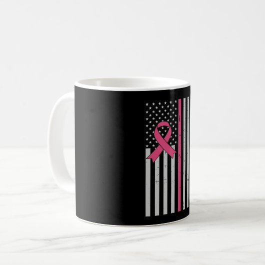 Borstkanker Bewustzijn Terug De Roze USA Patriot Koffiemok (Voorkant links)