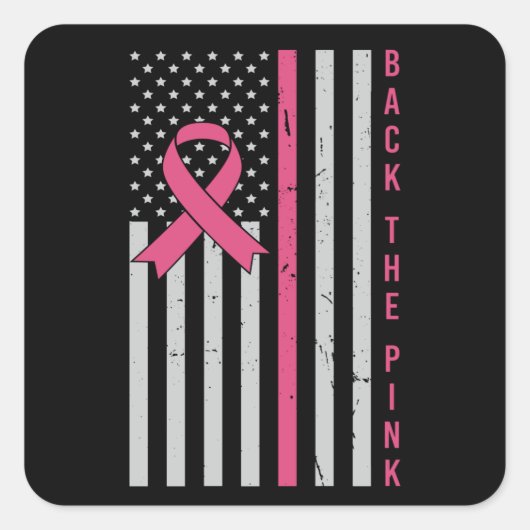 Borstkanker Bewustzijn Terug De Roze USA Patriot Vierkante Sticker (Voorkant)
